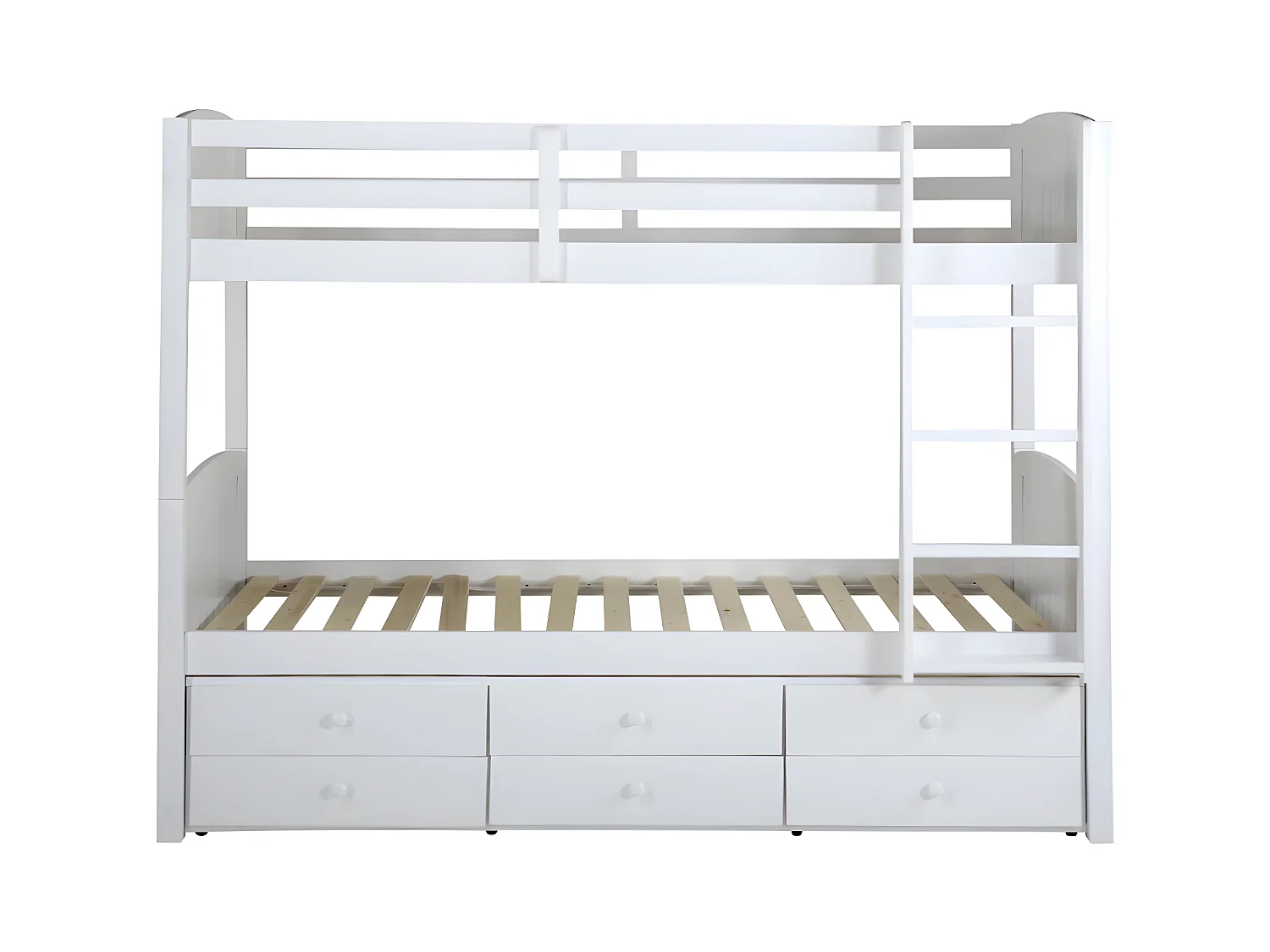 Lits superposés séparables ANCHISE II - 2 x 90 x 190 cm - Avec rangements - Pin blanc