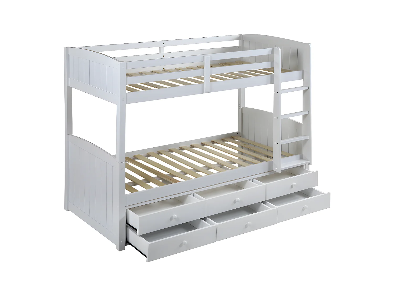 Lits superposés séparables ANCHISE II - 2 x 90 x 190 cm - Avec rangements - Pin blanc