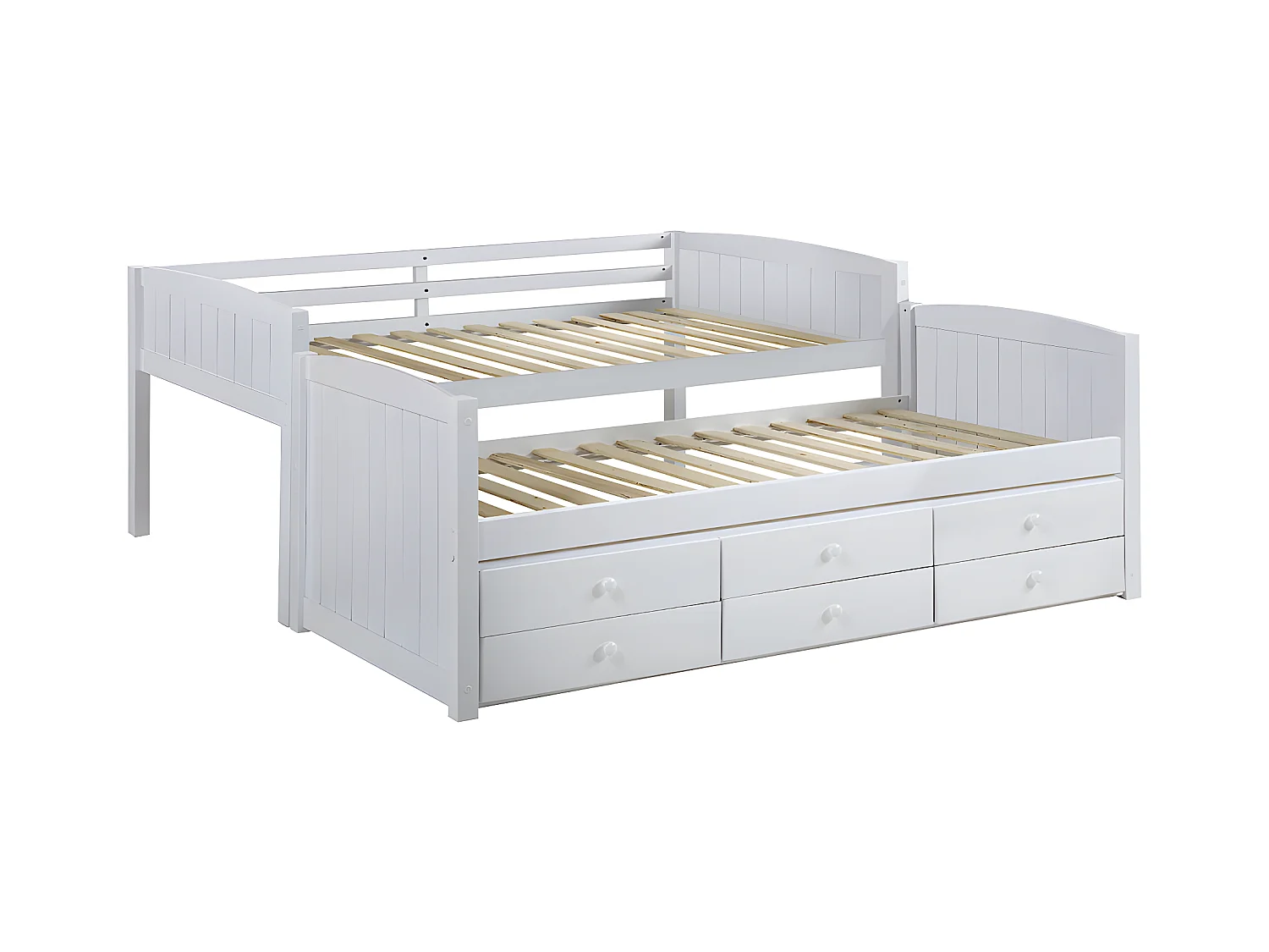 Lits superposés séparables ANCHISE II - 2 x 90 x 190 cm - Avec rangements - Pin blanc