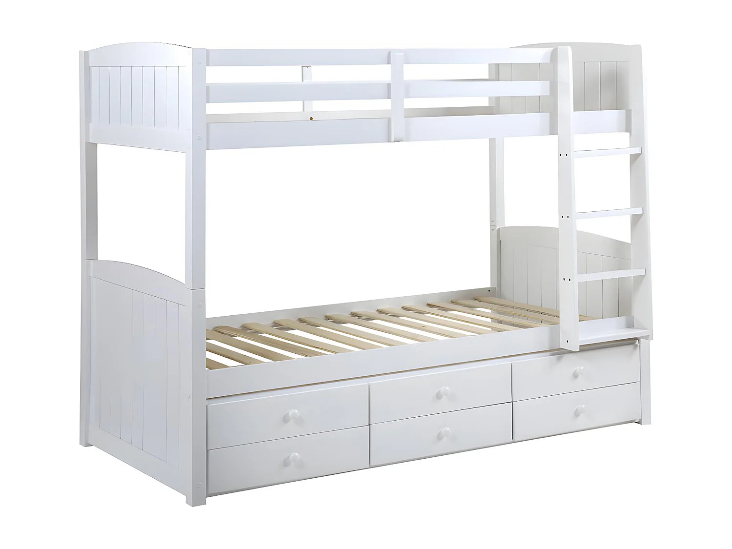 Lits superposés séparables ANCHISE II - 2 x 90 x 190 cm - Avec rangements - Pin blanc