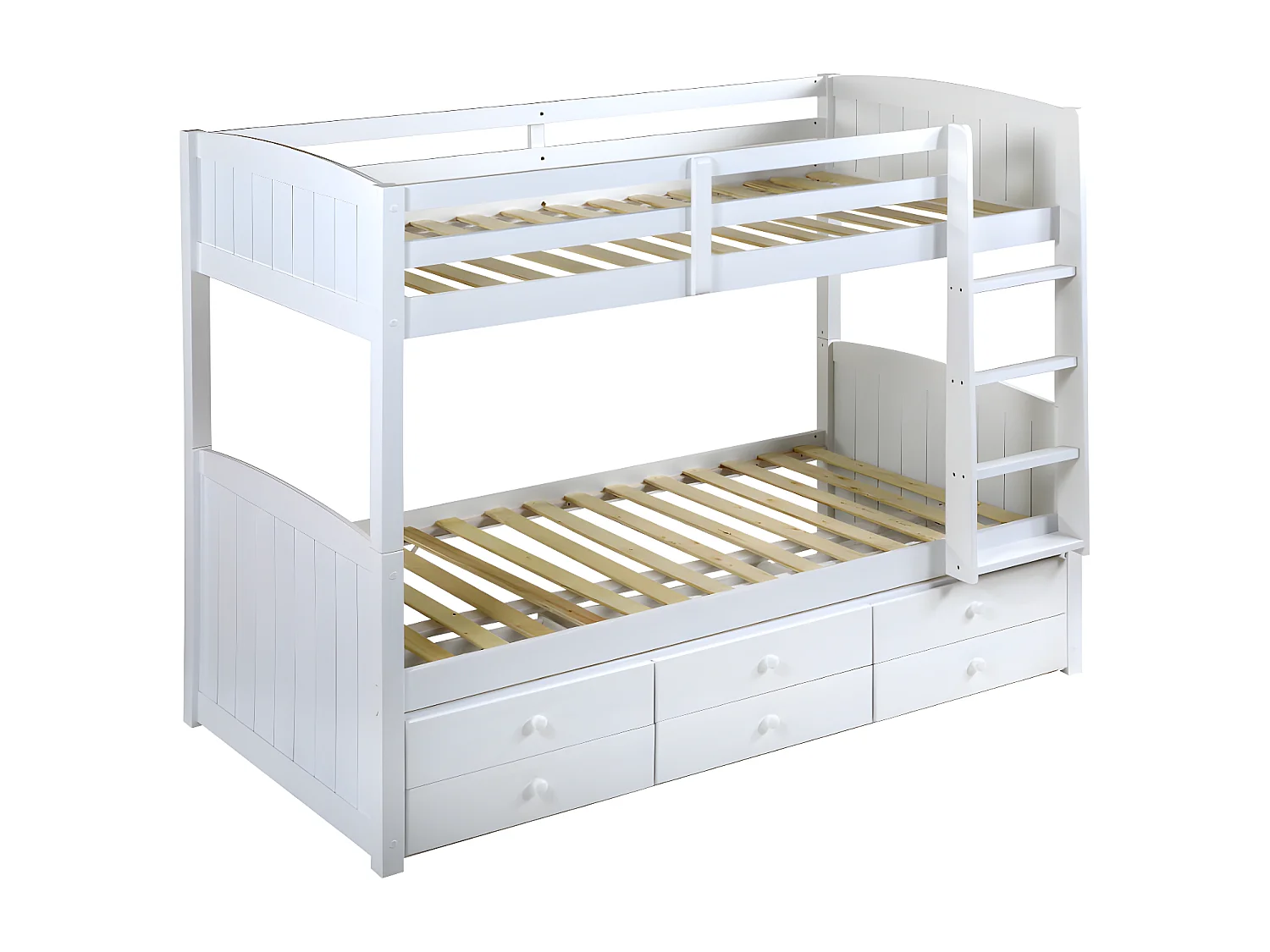 Lits superposés séparables ANCHISE II - 2 x 90 x 190 cm - Avec rangements - Pin blanc