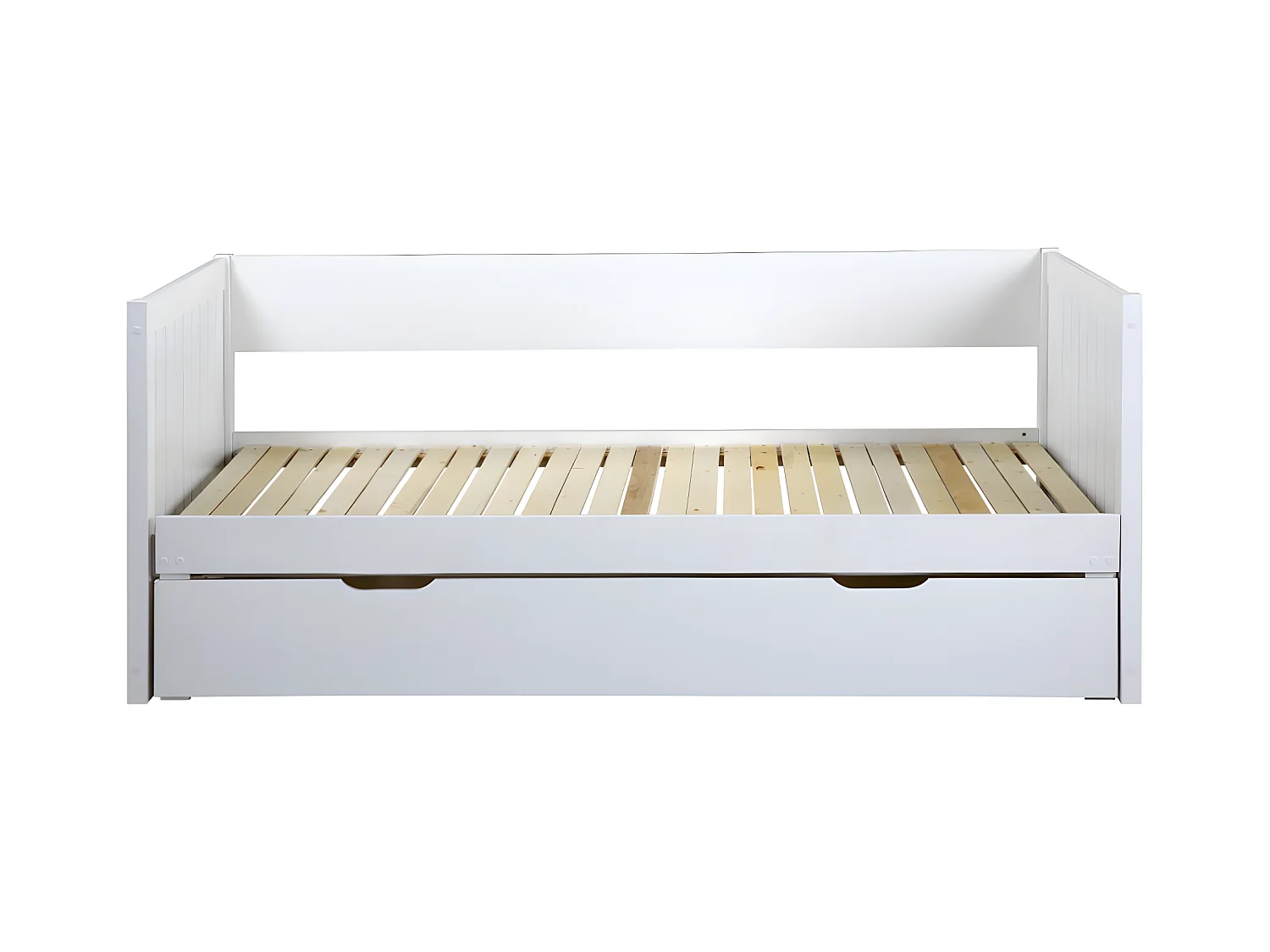 Cama nido - 90 x 190 o 174 x 190 cm  - Con somier a tablas y cajón -  Pino y MDF - blanco - ALFIERO  II