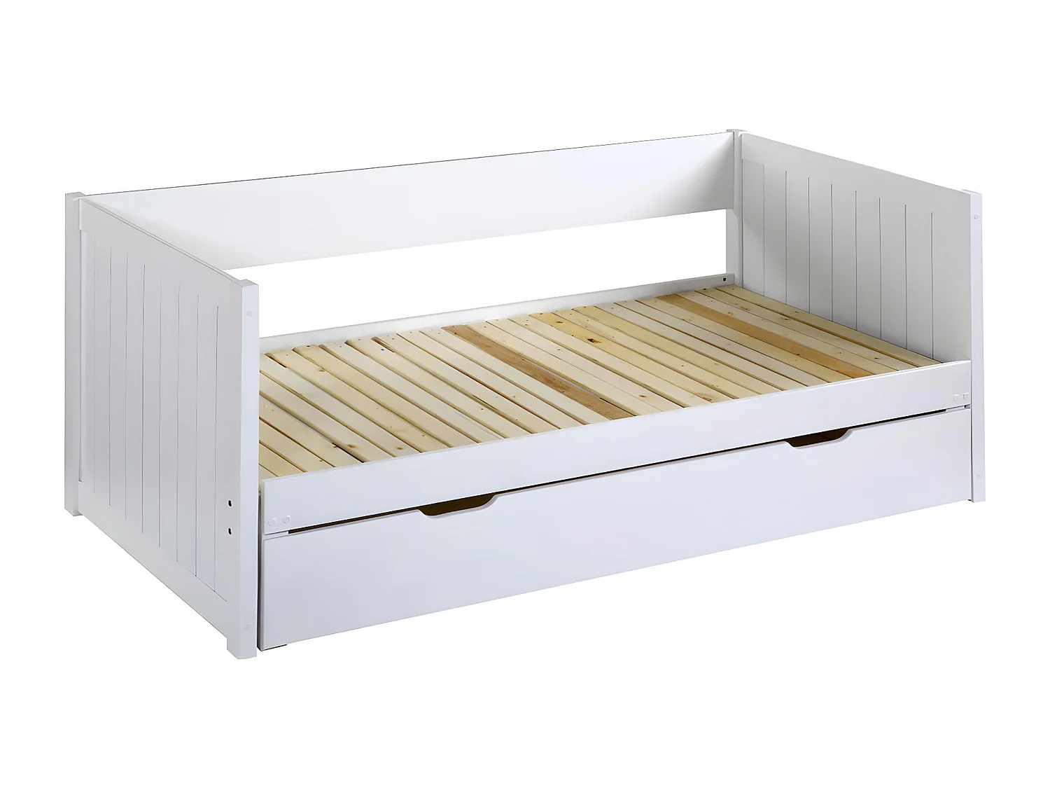 Cama dupla banco com gaveta de 2 x 90 x 200 cm em pinho e MDF cor branco -  ALFIERO