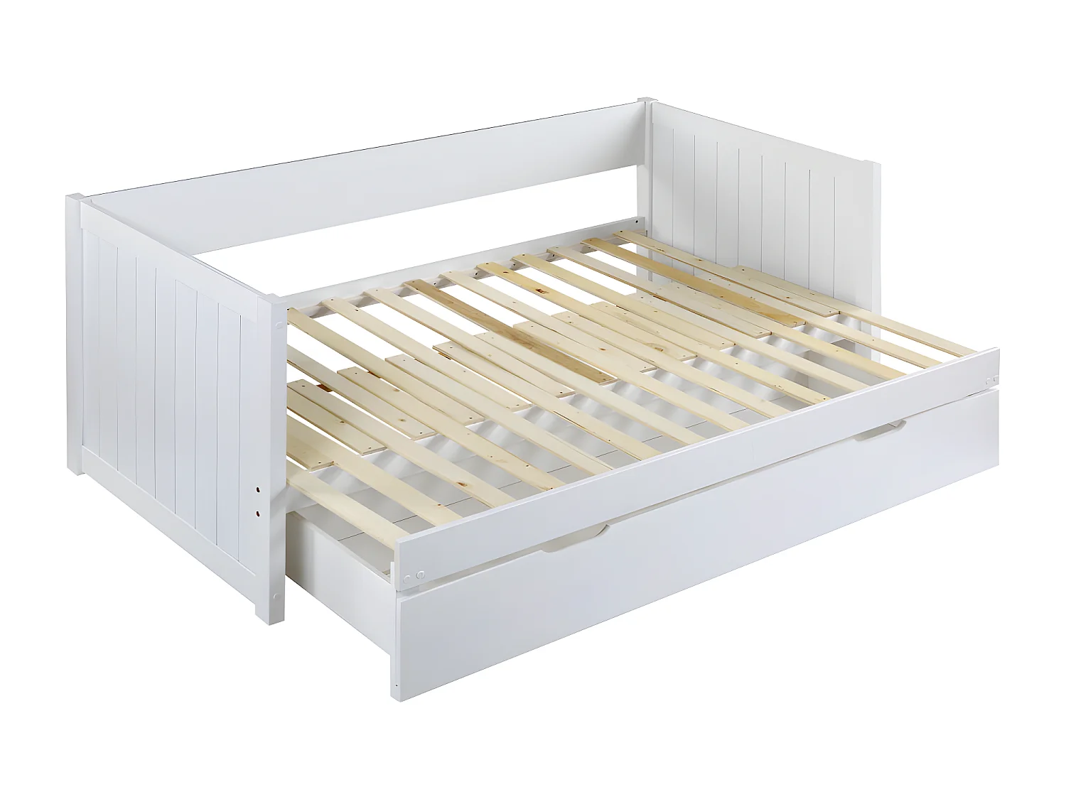 Cama dupla banco com gaveta de 2 x 90 x 200 cm em pinho e MDF cor branco -  ALFIERO