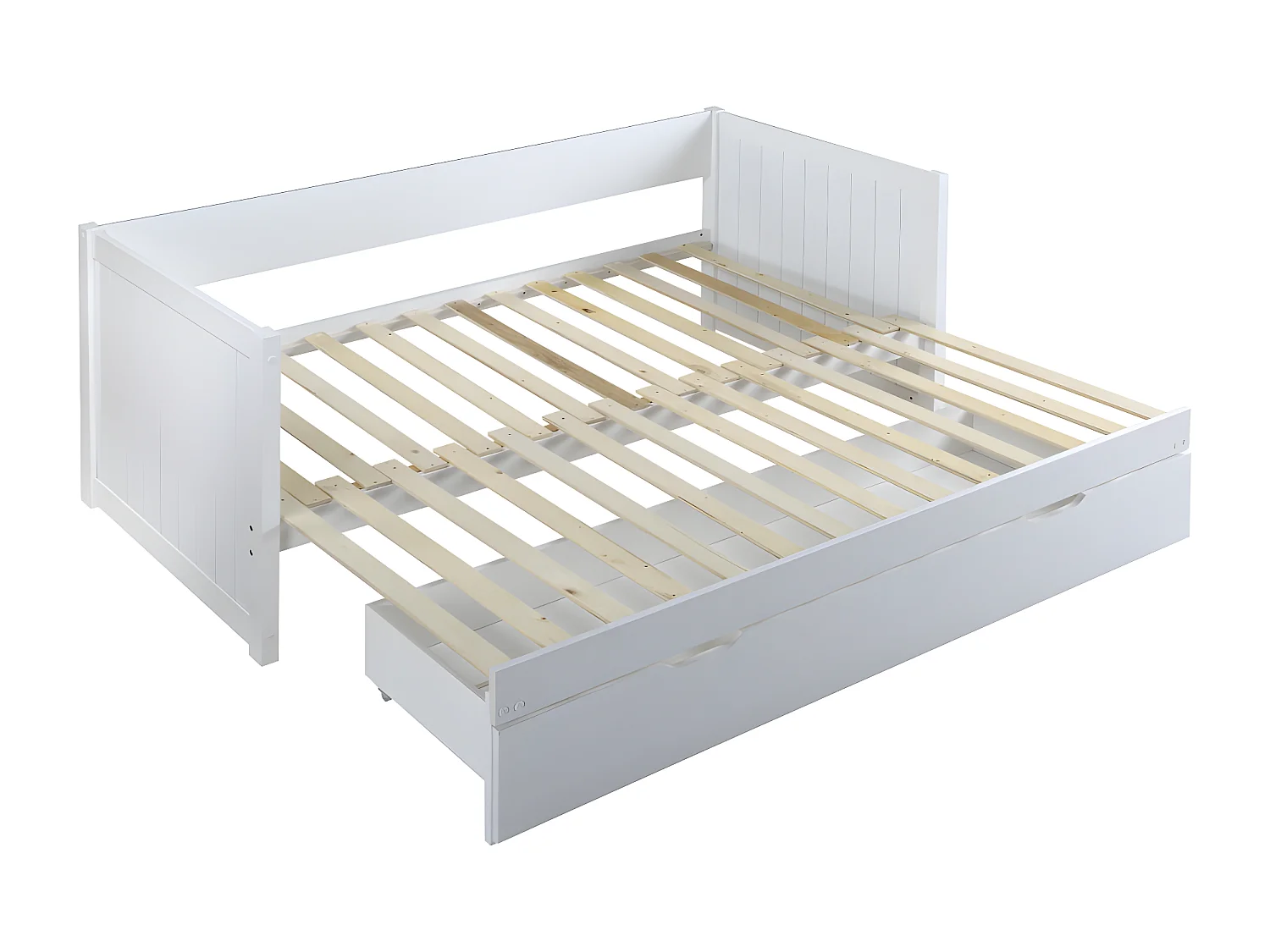 Cama dupla banco com gaveta de 2 x 90 x 200 cm em pinho e MDF cor branco -  ALFIERO