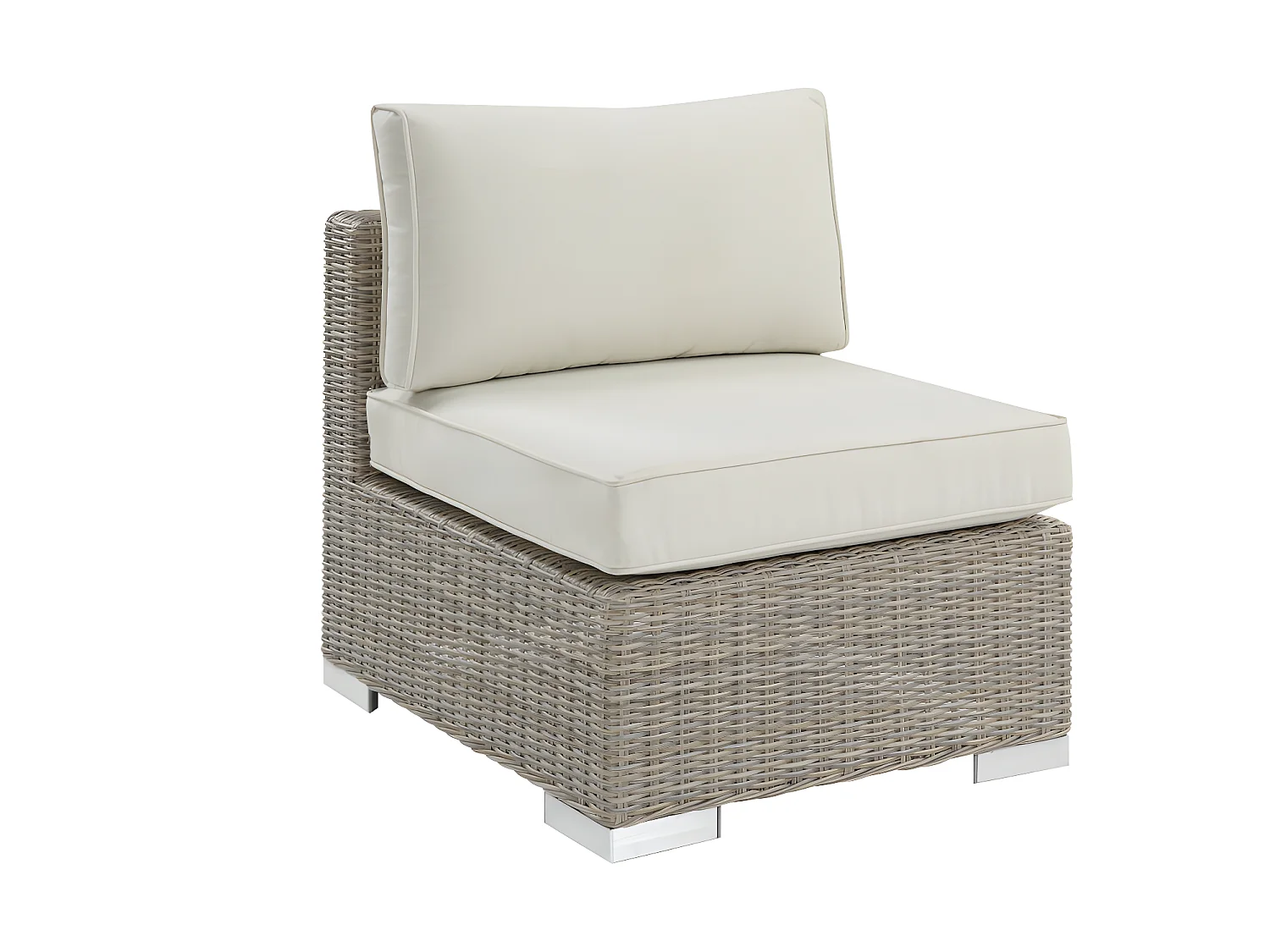 Salon de jardin modulable  en résine tressée: canapé panoramique 4 places, un fauteuil, un pouf et une table basse - BUSAN de MYLIA