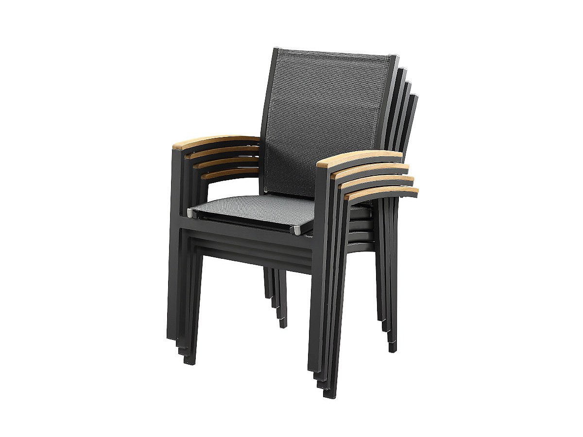 Comedor de jardín CANCUN aluminio y acacia table 6 sillones apilables