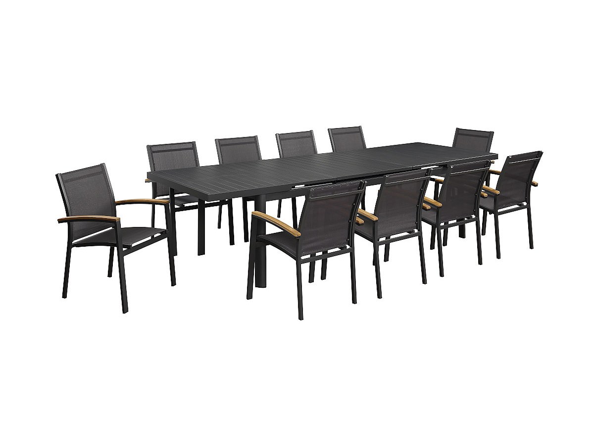 SAM jardín NAURU aluminio mesa extensible 220/300 cm y 10 sillones