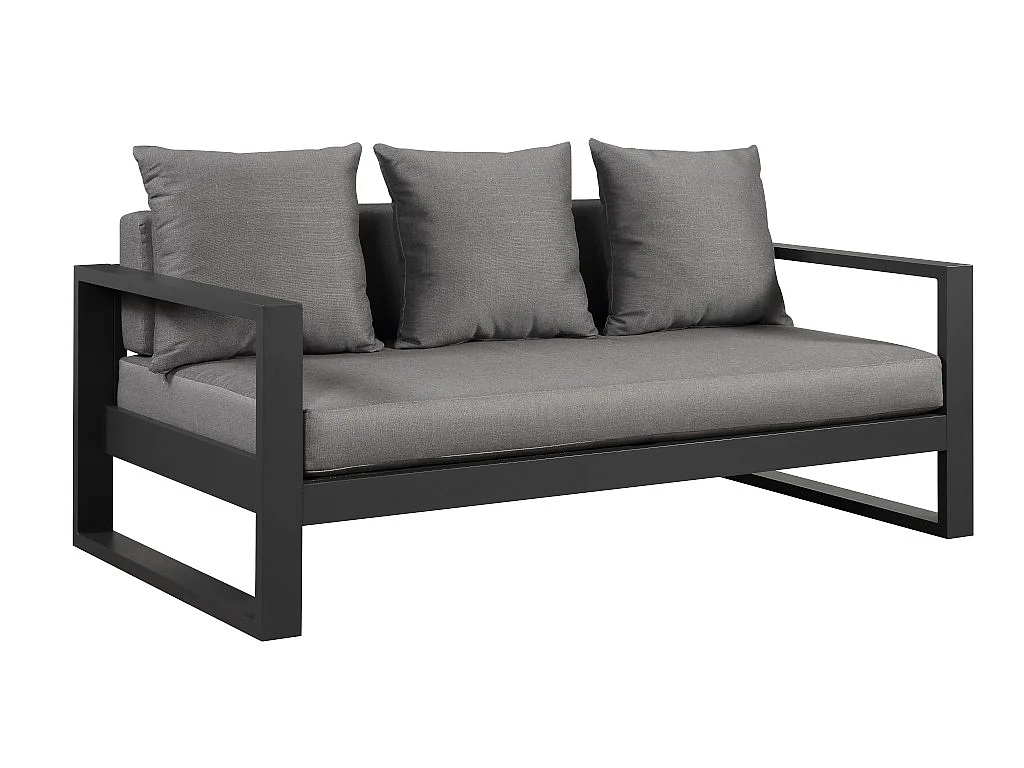 Tuinsalon MOLOKAI van aluminiun: 1 driezitsbank, 2 fauteuils, 1 salontafel