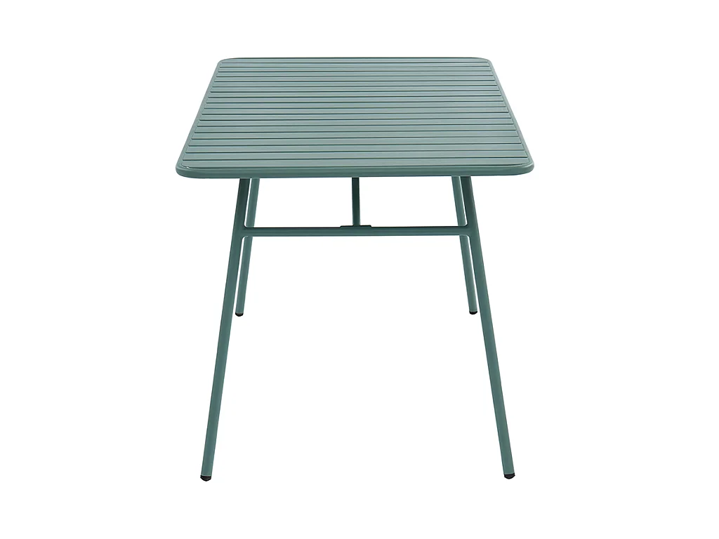 Salle à manger de jardin en métal - une table L.160 cm avec 2 fauteuils empilables et 4 chaises empilables - Vert amande - MIRMANDE de MYLIA