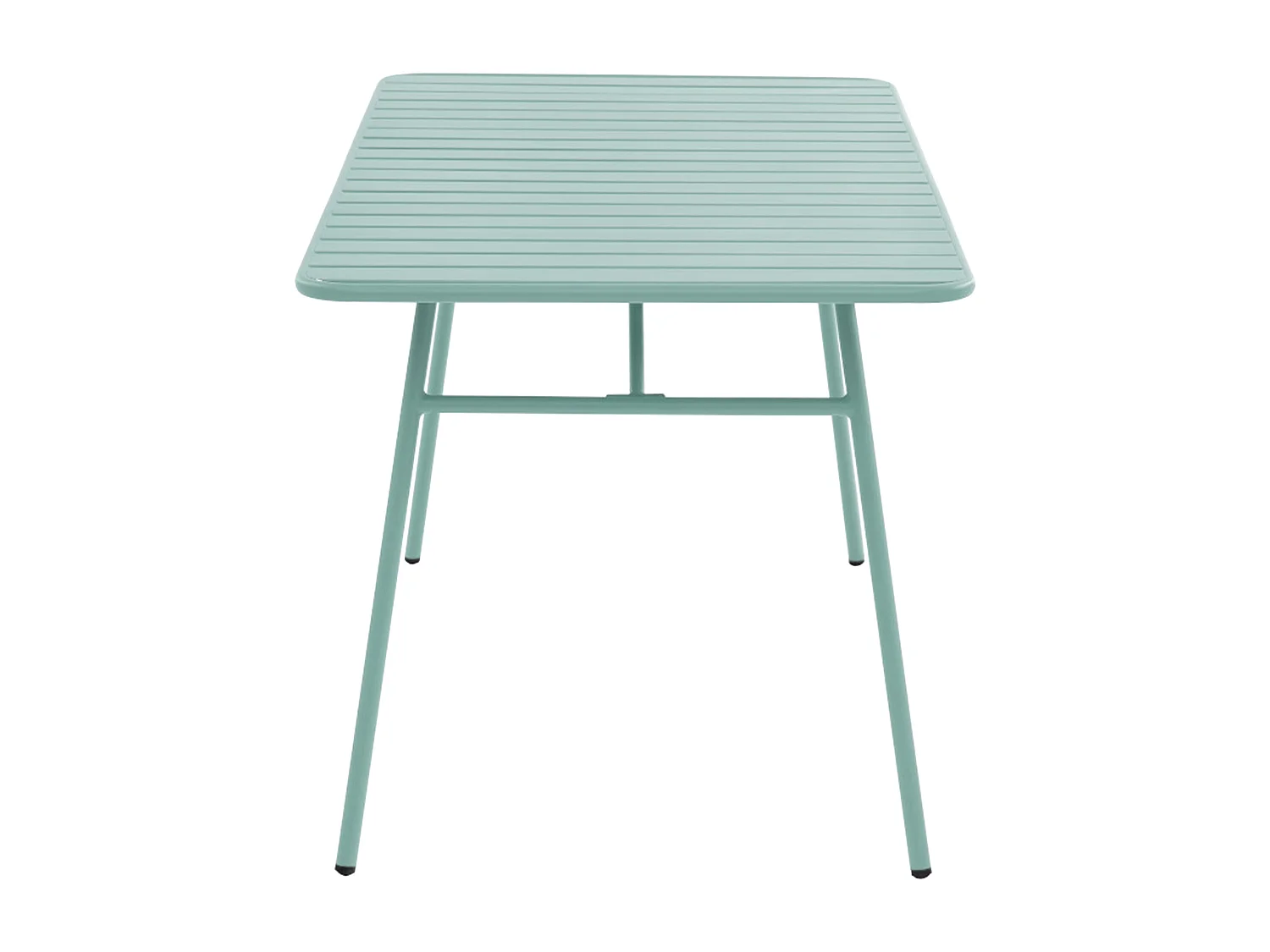 Tuineetset MIRMANDE van metaal: tafel L160 cm + 2 opstapelbare fauteuils + 4 opstapelbare stoelen - Amandelgroen