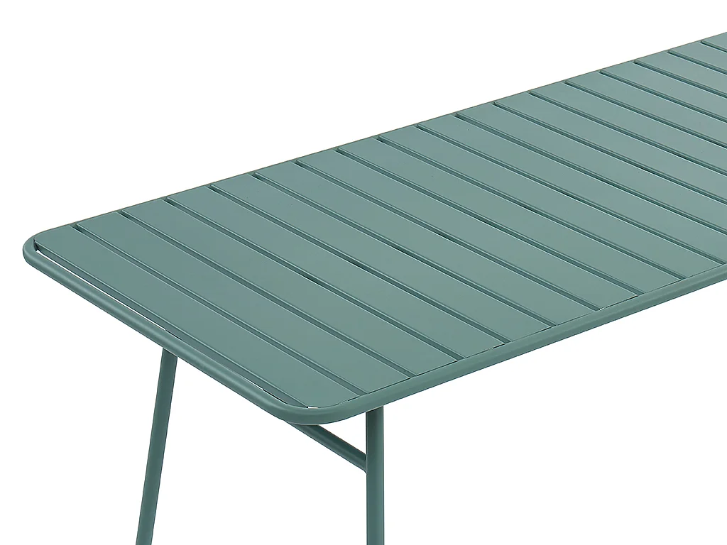 Salle à manger de jardin en métal - une table L.160 cm et 4 chaises empilables - Vert amande - MIRMANDE de MYLIA