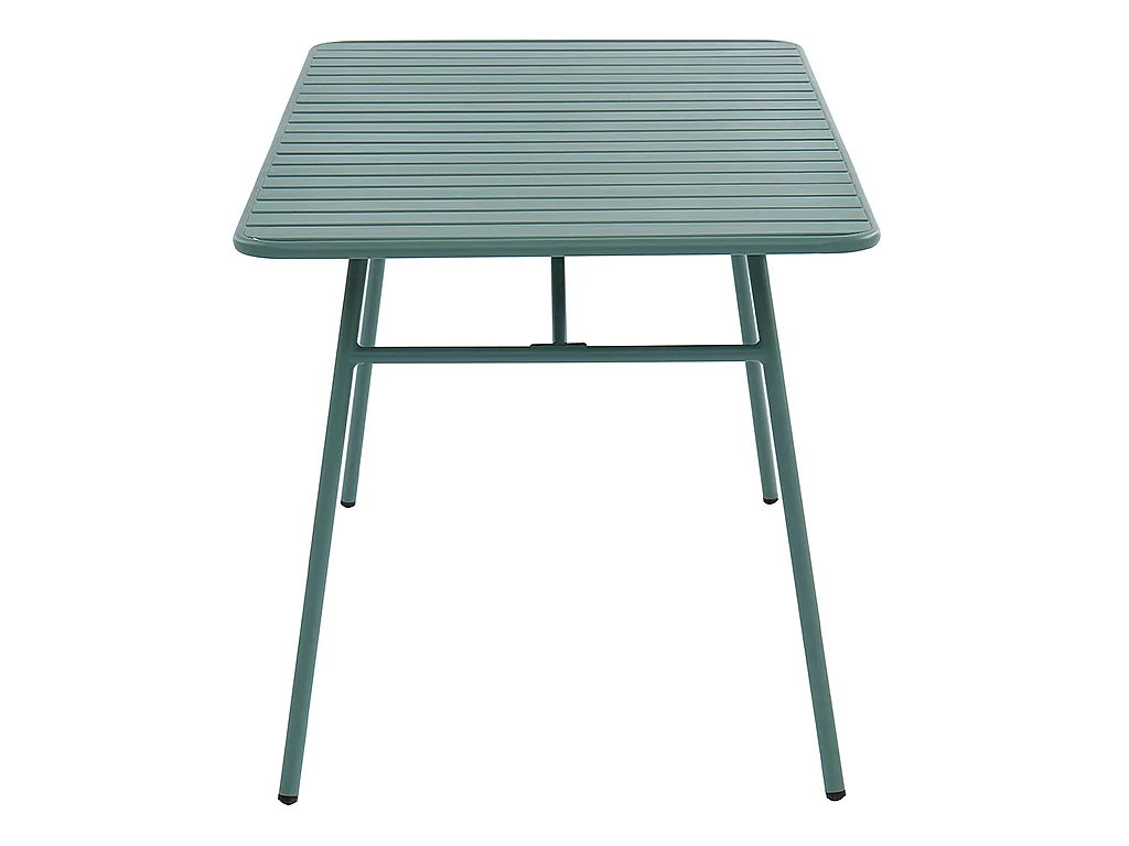 Salle à manger de jardin en métal - une table L.160 cm et 4 chaises empilables - Vert amande - MIRMANDE de MYLIA