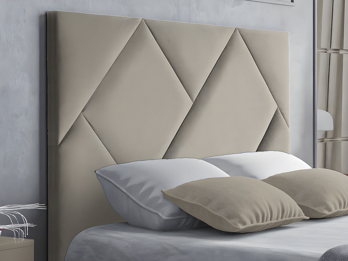 Bett-Kopfteil KANDRA - 160 cm - Samt - Beige jetzt günstig und bequem
