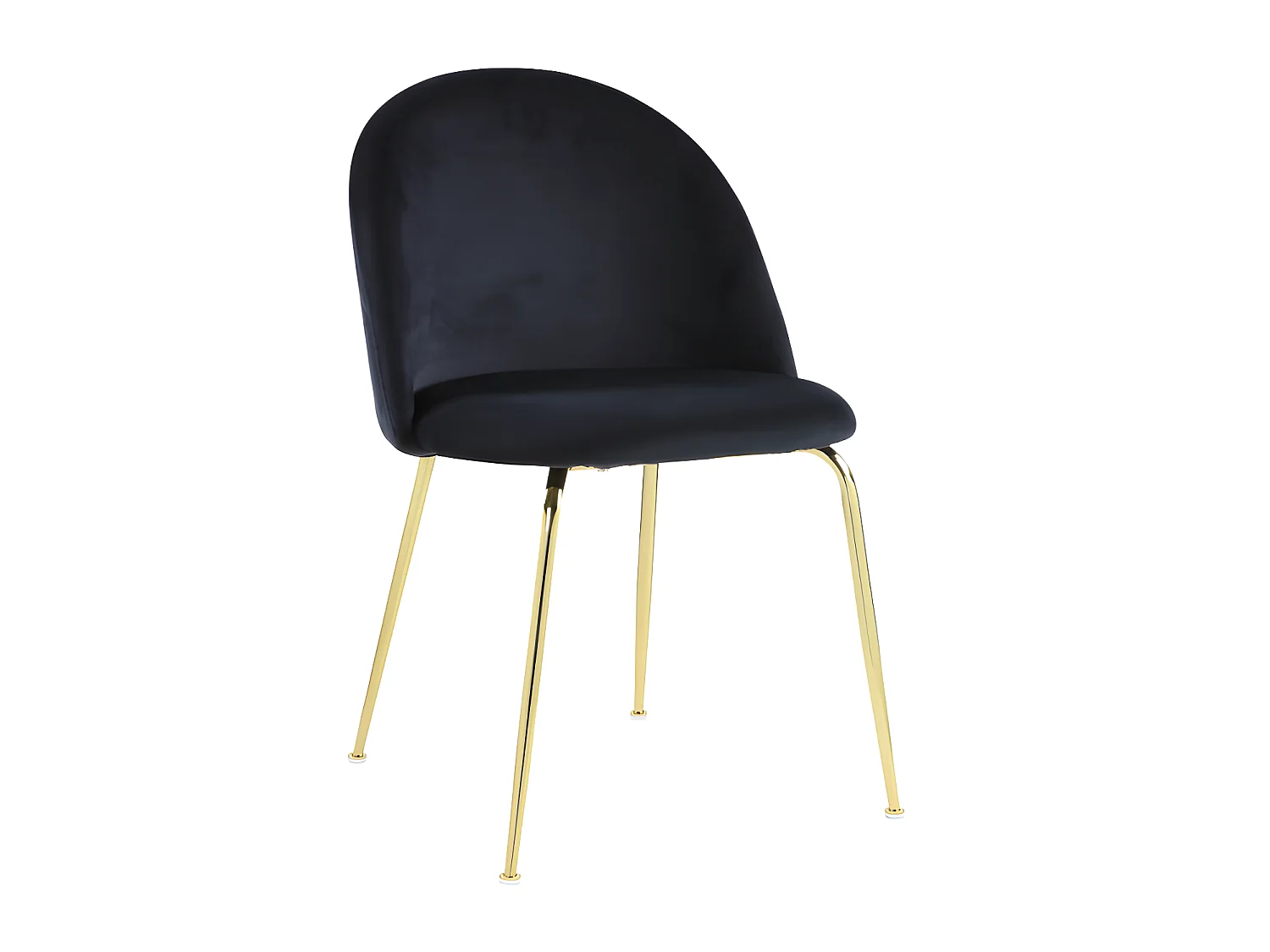 Lot de 6 chaises - Velours et acier inoxydable doré - Noir - MELBOURNE