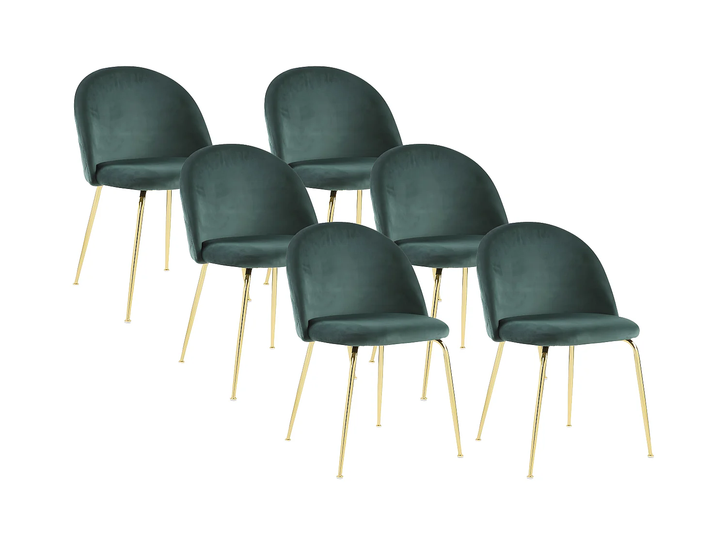 Stuhl 6er-Set - Samt & Goldfarbenes Metall - Grün - MELBOURNE