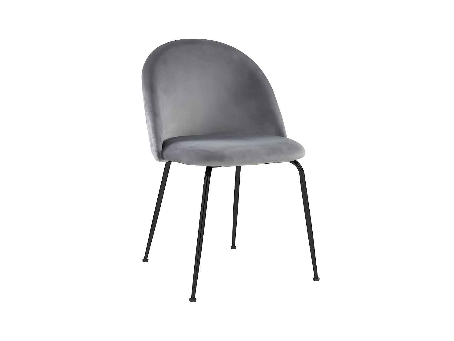 Set van 6 stoelen MELBOURNE - Velours en mat zwart metaal - Grijs