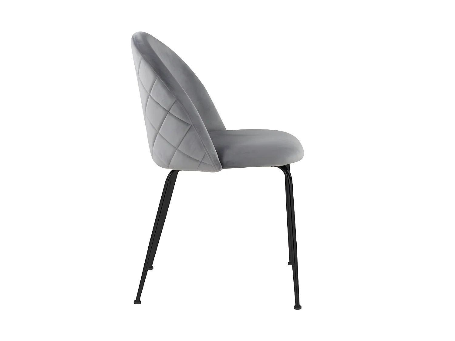 Set van 6 stoelen MELBOURNE - Velours en mat zwart metaal - Grijs