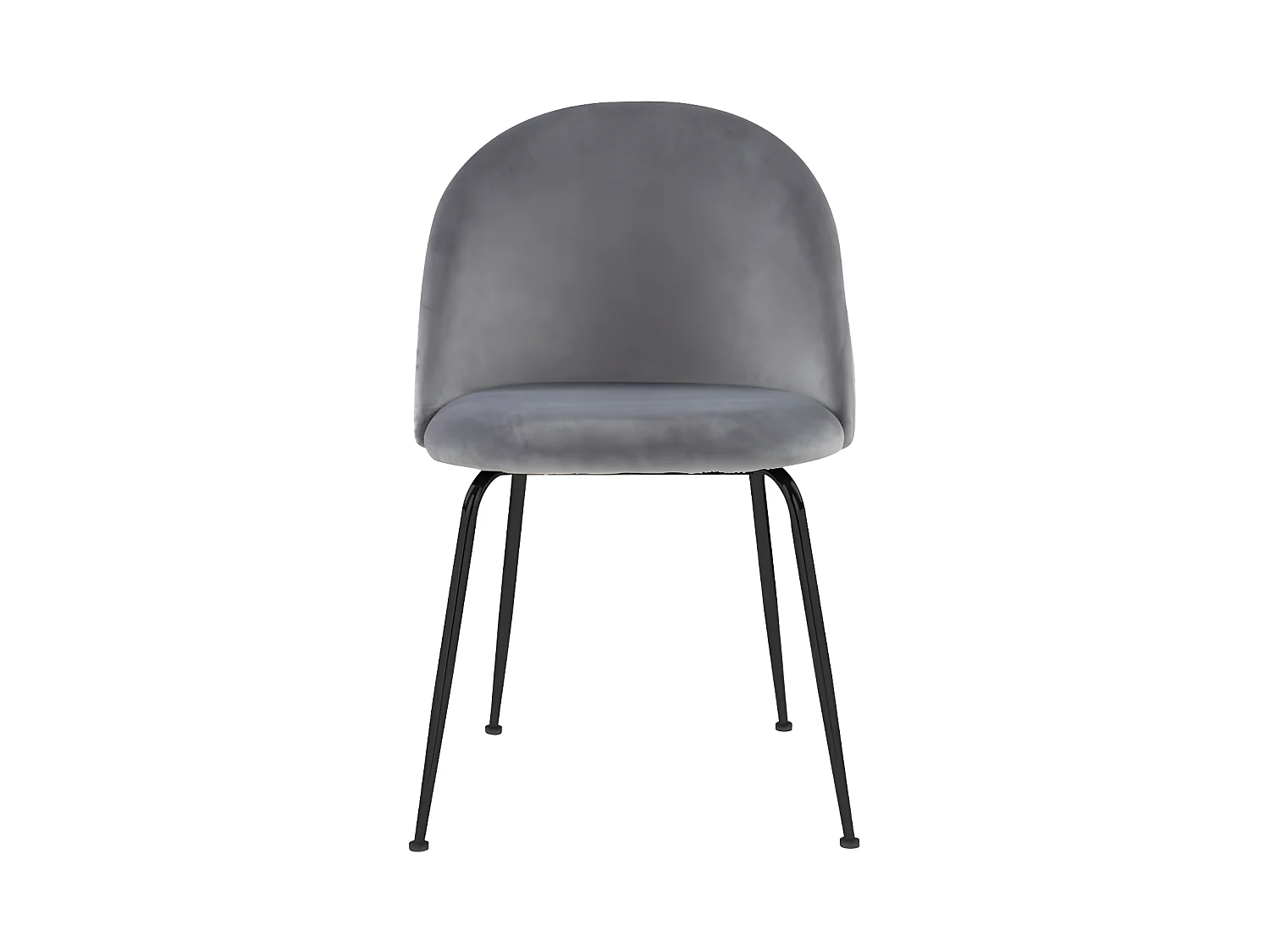 Set van 6 stoelen MELBOURNE - Velours en mat zwart metaal - Grijs