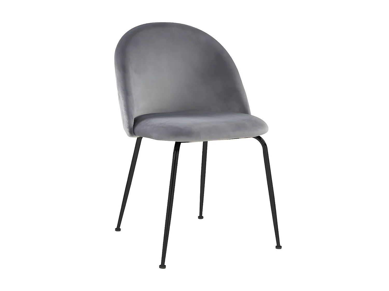 Lot de 6 chaises en velours et acier inoxydable noir - Gris - MELBOURNE