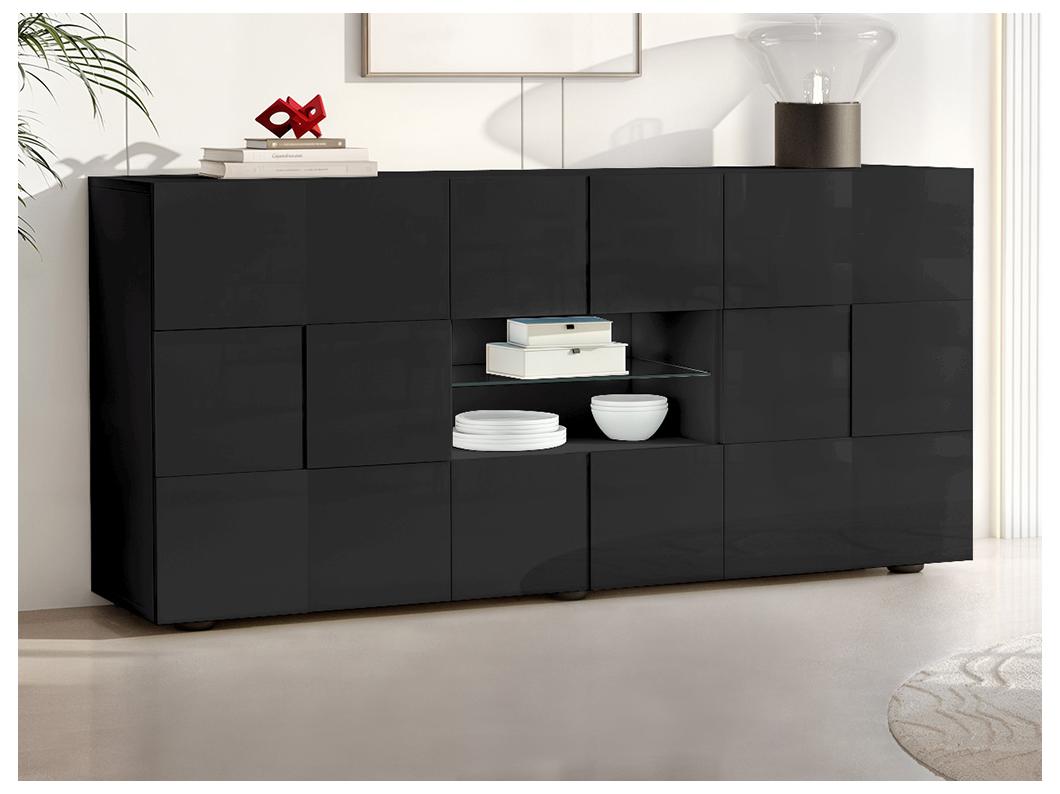 Buffet CALISTO - LEDs - 2 portes & 2 tiroirs - Anthracite laqué