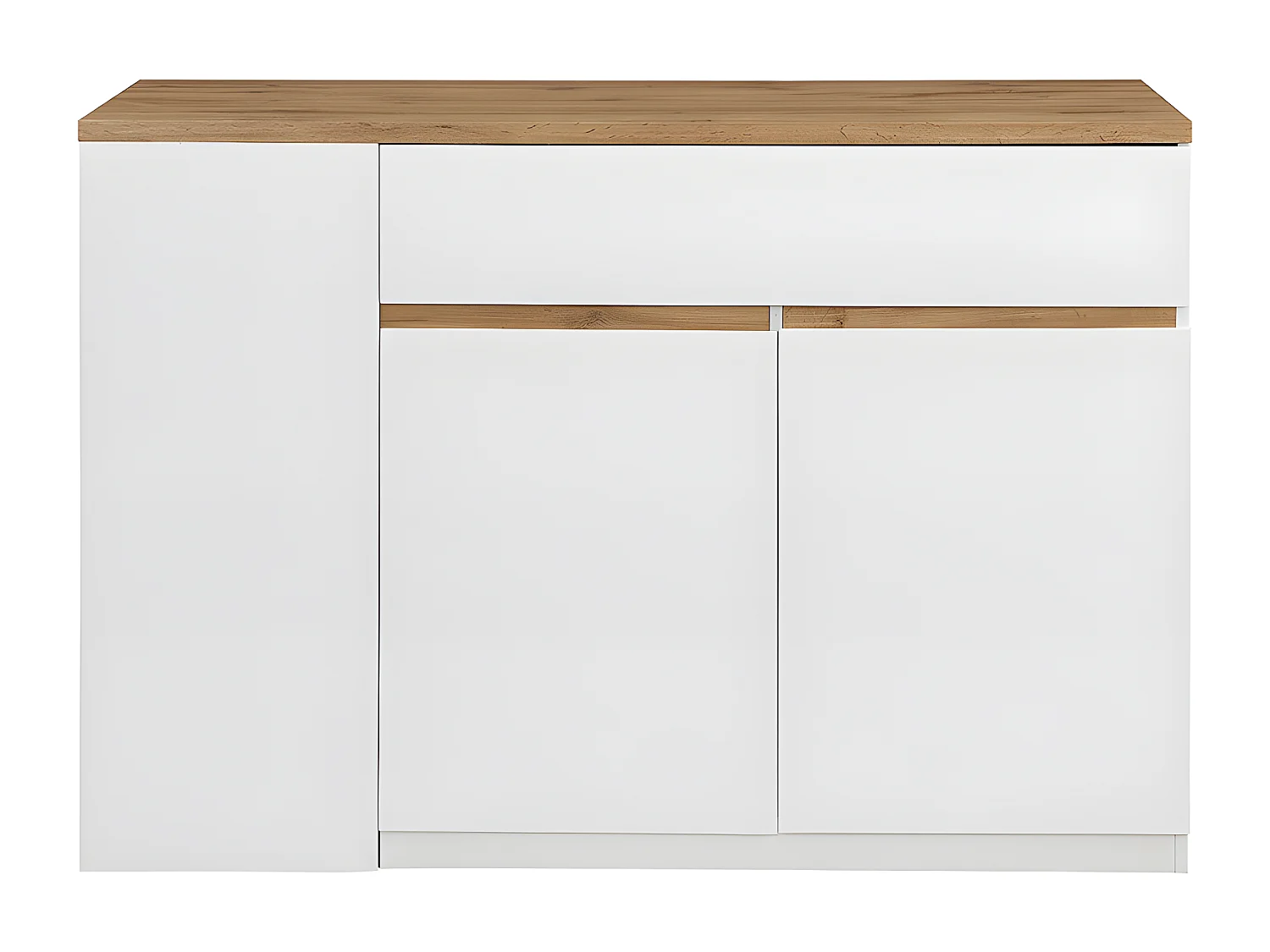 Isla de cocina MEILI con compartimentos - Blanco y roble