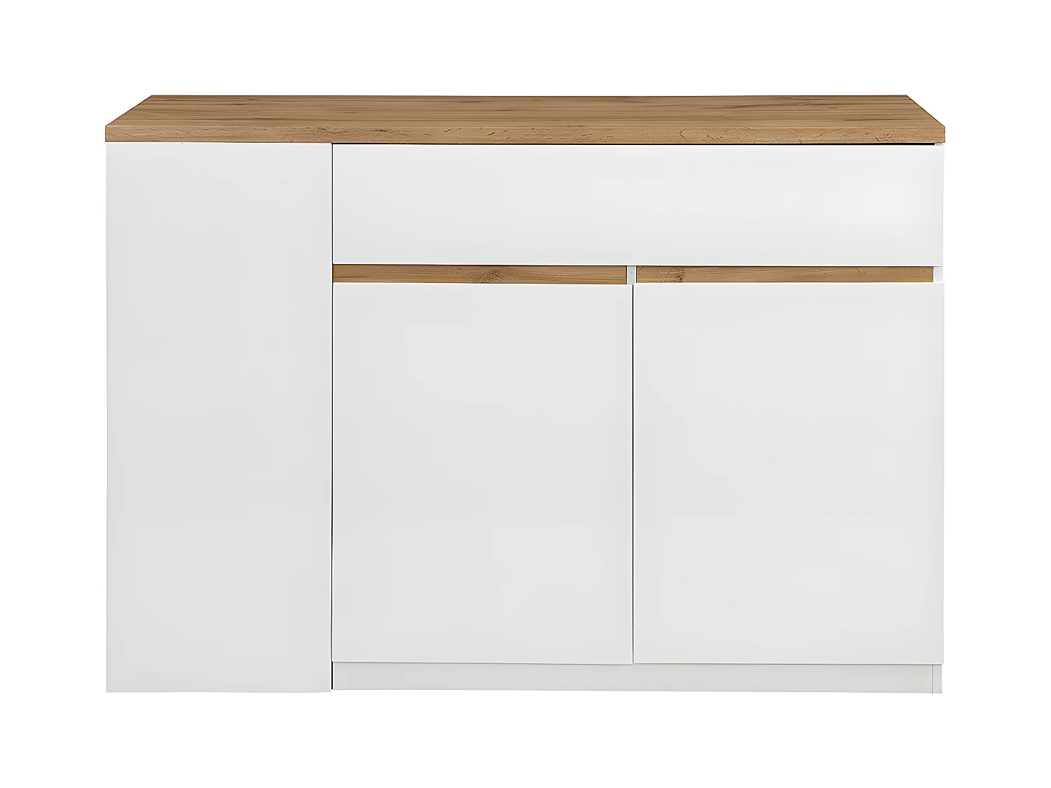 Ilot central de cuisine avec rangements - Blanc et Naturel - MEILI