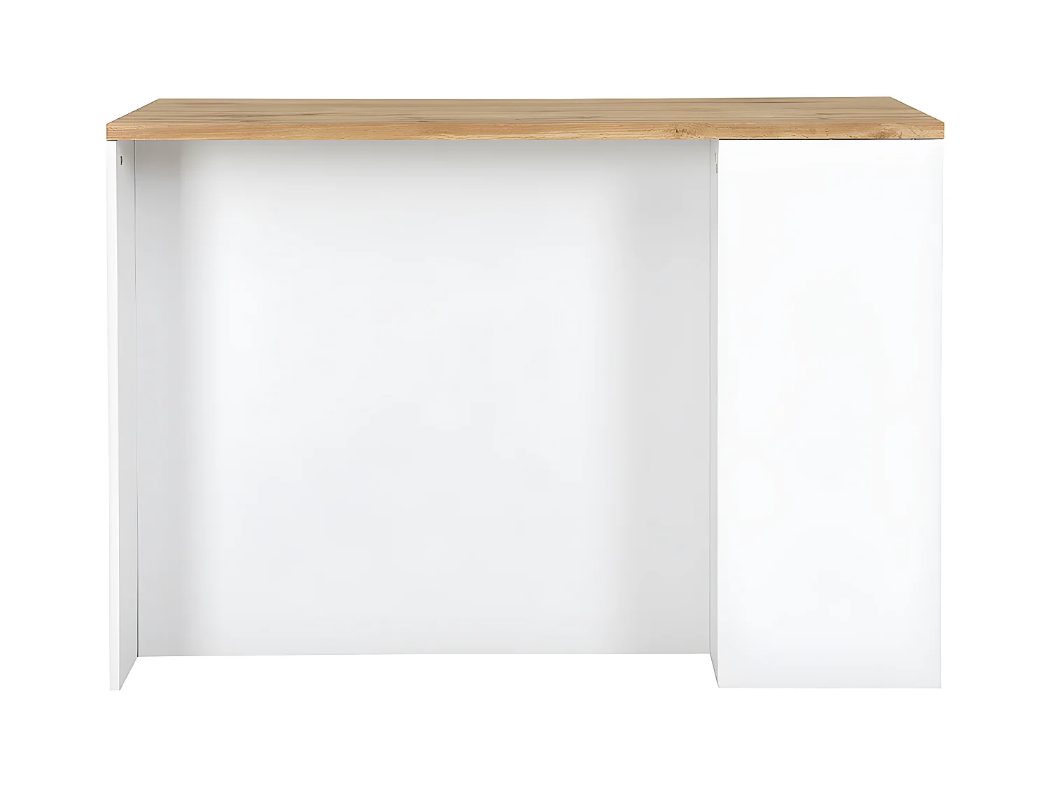 Ilot central de cuisine avec rangements - Blanc et Naturel - MEILI
