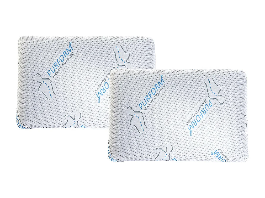 Lot de 2 oreillers mémoire de forme anti acariens  60 x 40 cm PURFORM - SIRONA