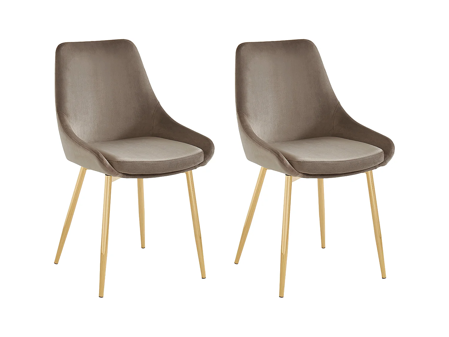 Juego de 2 sillas MASURIE - Terciopelo y metal dorado - Gris topo