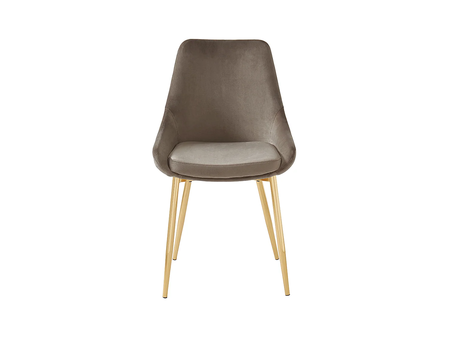 Lot de 6 chaises MASURIE - Velours et métal doré - Taupe