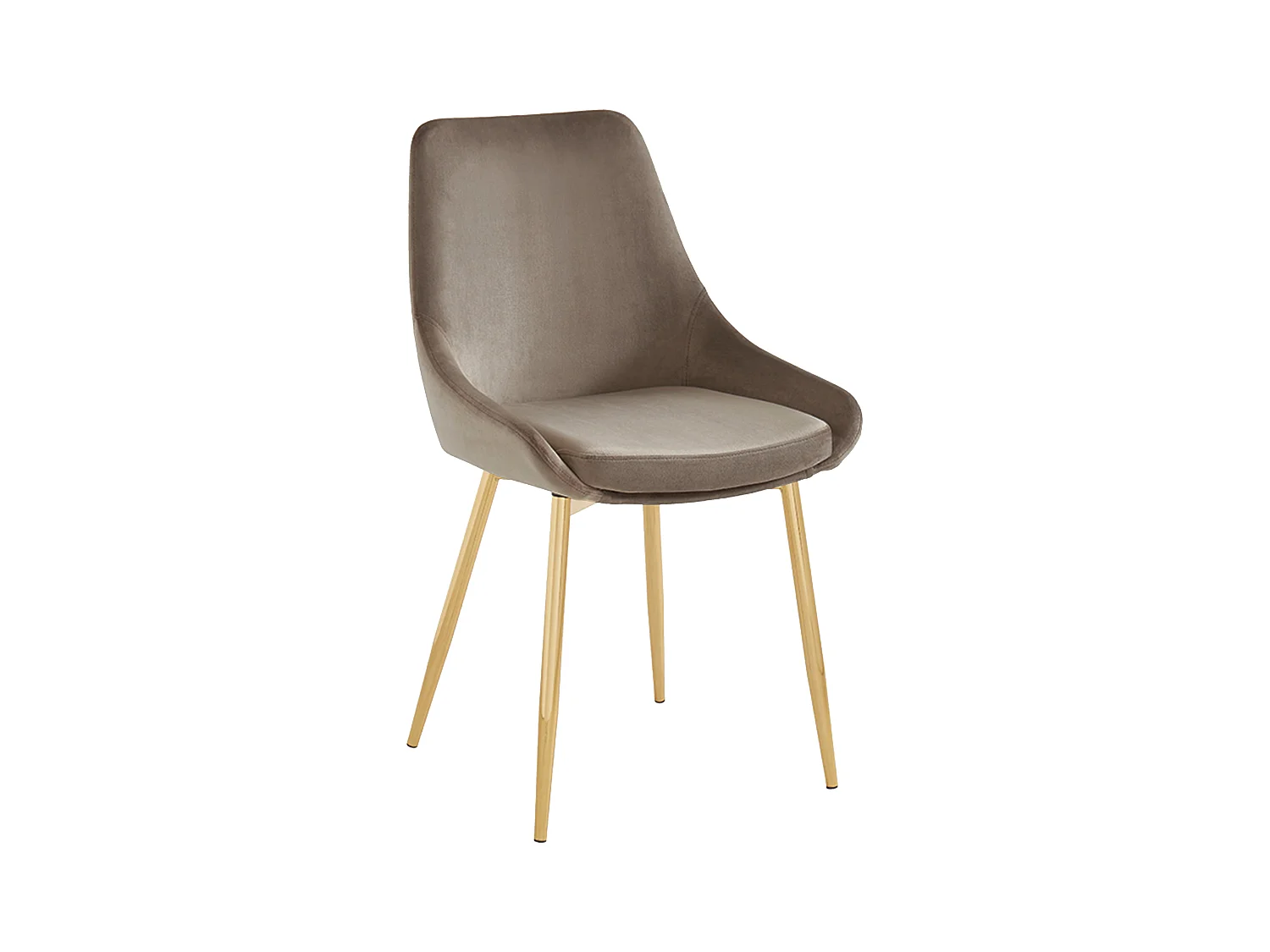 Lot de 6 chaises MASURIE - Velours et métal doré - Taupe