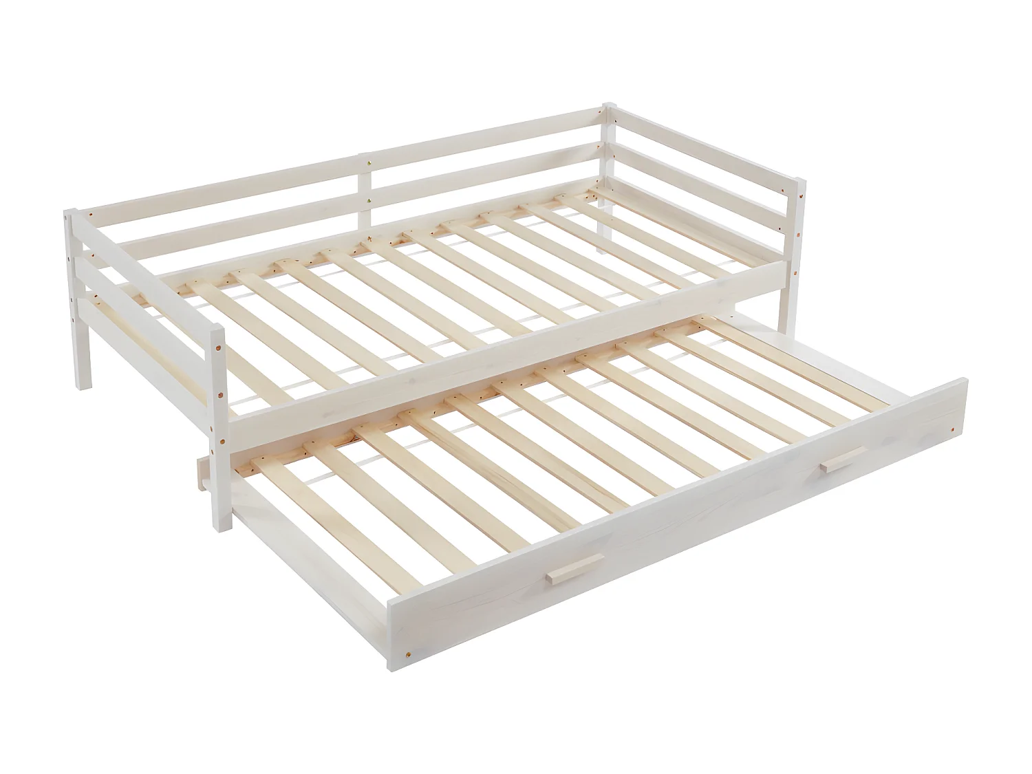 [NEW VERSION] Letto singolo con letto estraibile 90 x 190 cm in Pino massello sbiancato - AEDAN