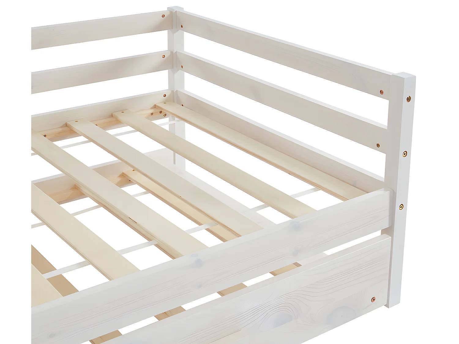 [NEW VERSION] Letto singolo con letto estraibile 90 x 190 cm in Pino massello sbiancato - AEDAN