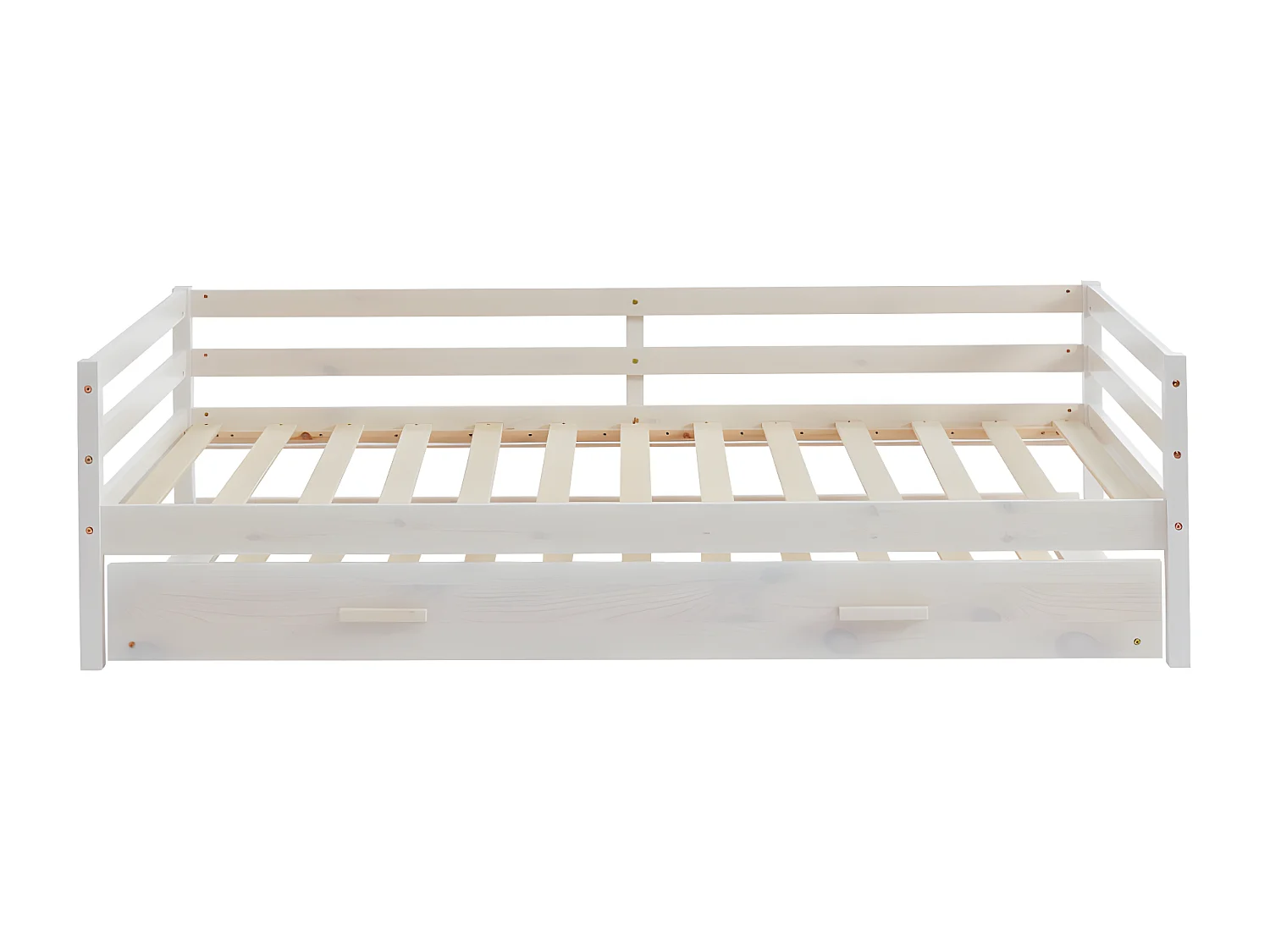 [NEW VERSION] Letto singolo con letto estraibile 90 x 190 cm in Pino massello sbiancato - AEDAN