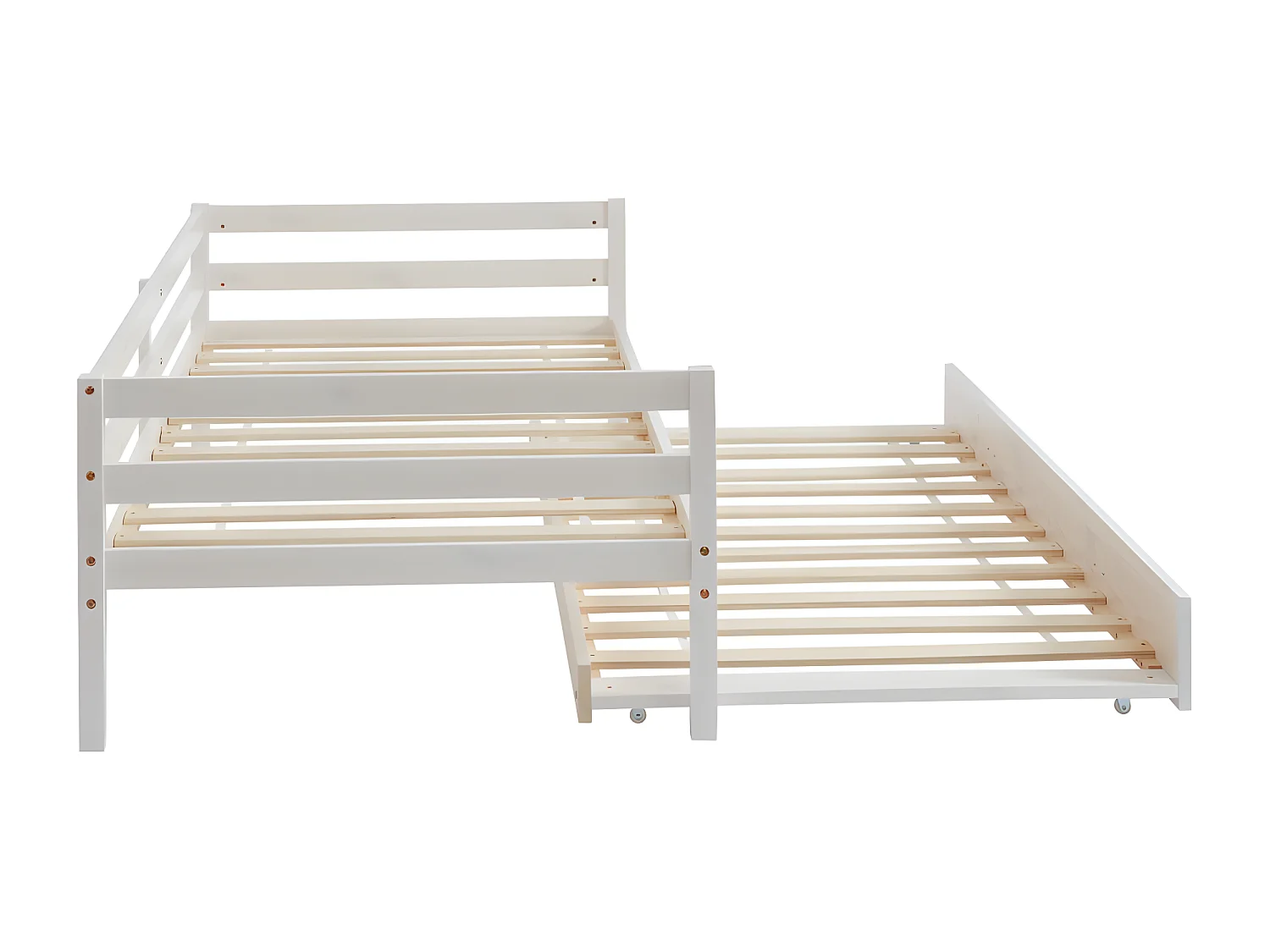 [NEW VERSION] Letto singolo con letto estraibile 90 x 190 cm in Pino massello sbiancato - AEDAN