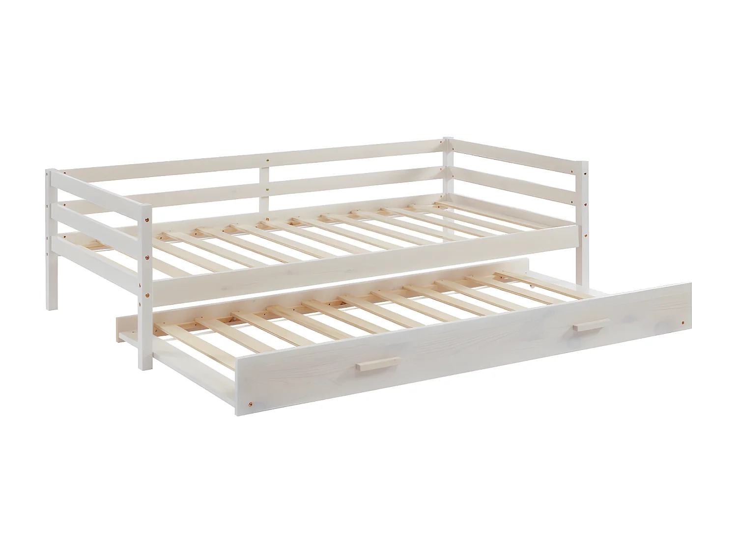 [NEW VERSION] Letto singolo con letto estraibile 90 x 190 cm in Pino massello sbiancato - AEDAN