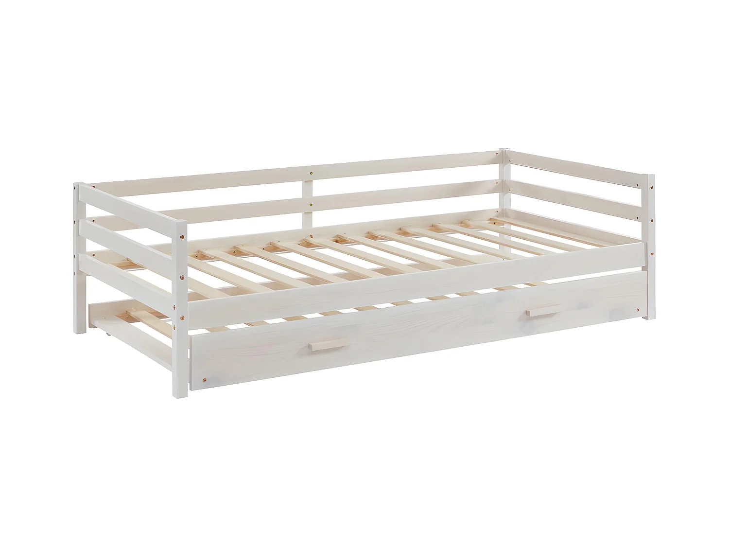 Cama nido AEDAN II - 2 x 90 x 190 cm - Pino macizo y MDF - Blanca