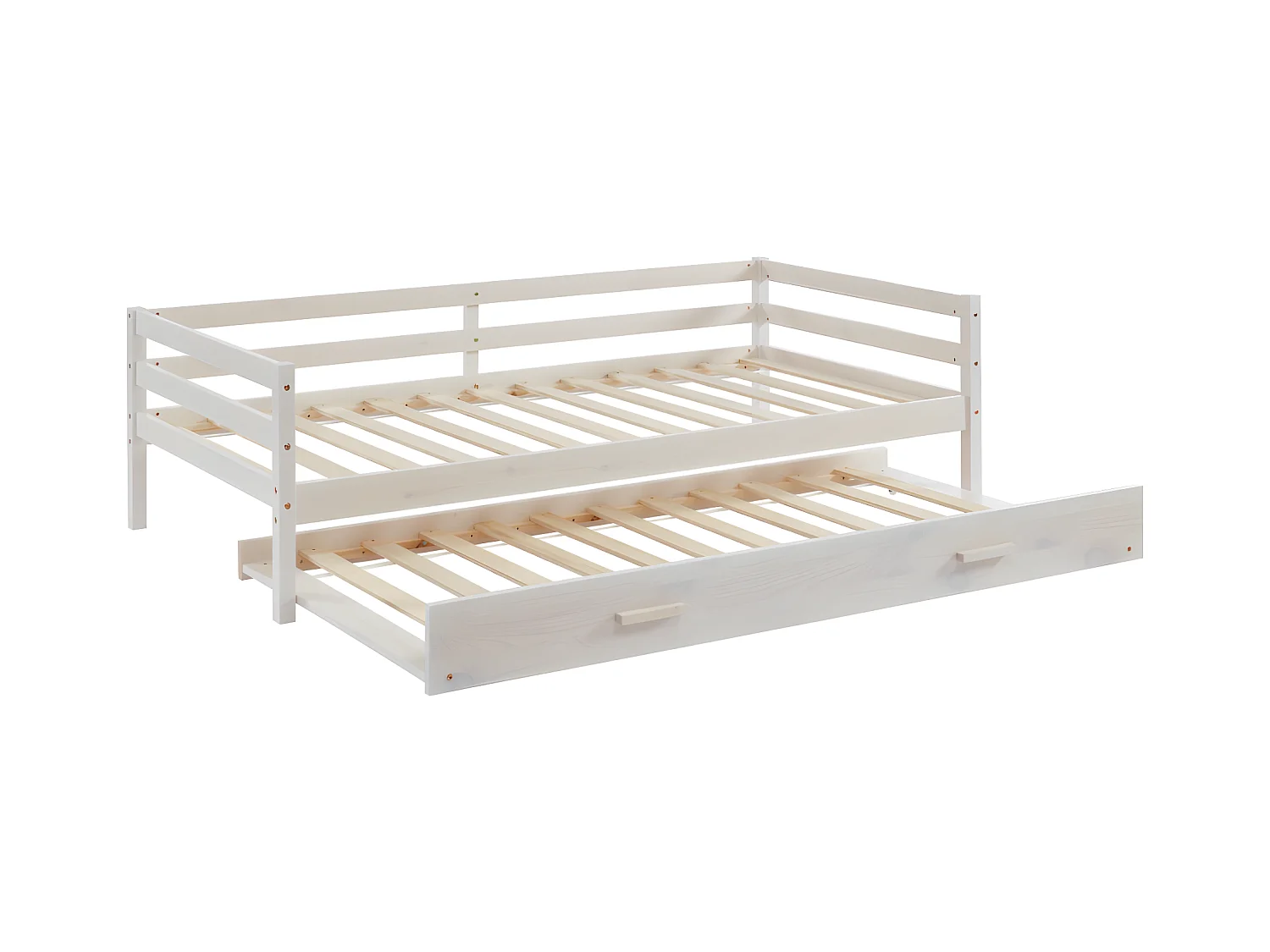 Cama nido AEDAN II - 2 x 90 x 190 cm - Pino macizo y MDF - Blanca