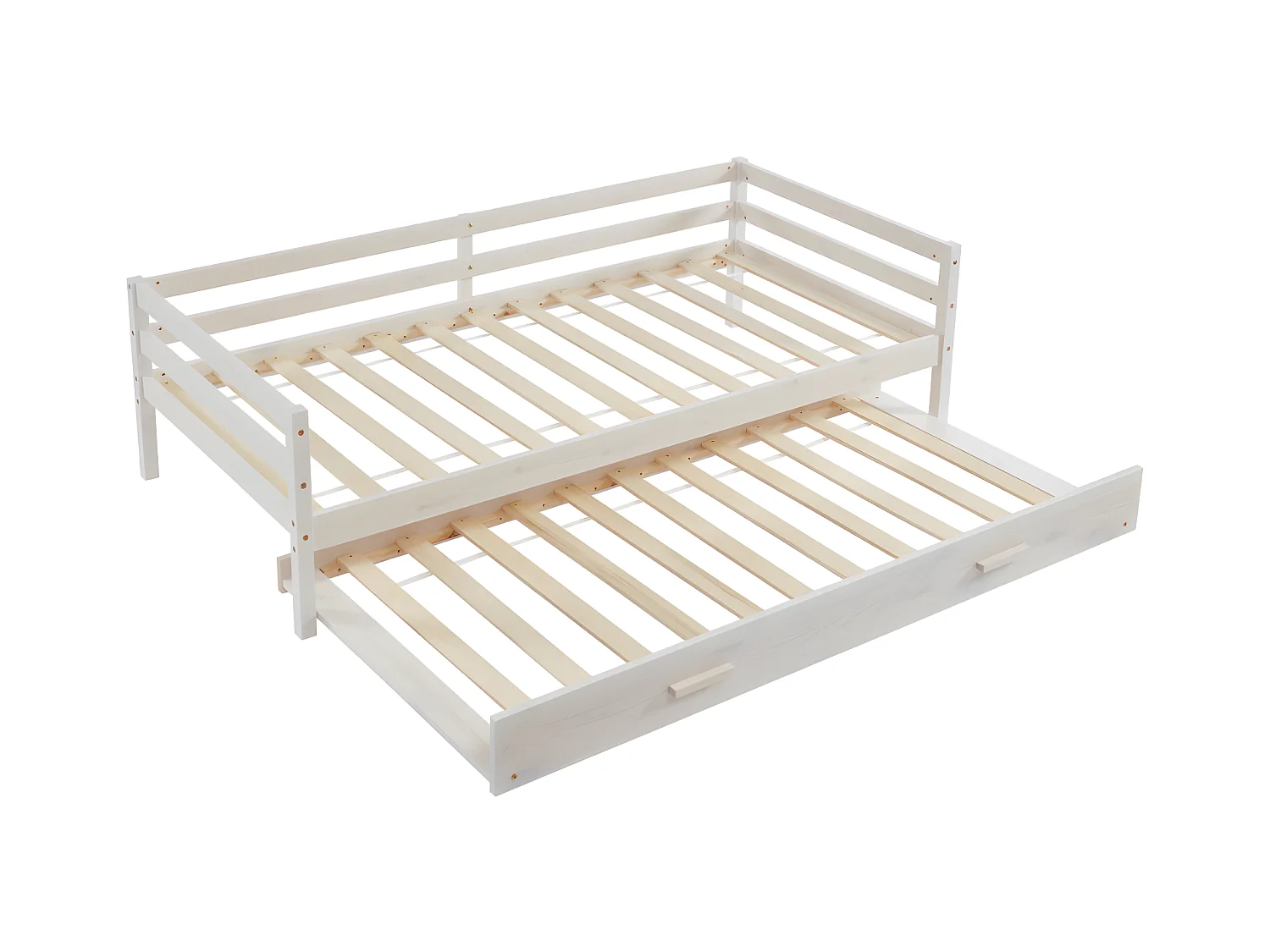 Cama nido AEDAN II - 2 x 90 x 190 cm - Pino macizo y MDF - Blanca