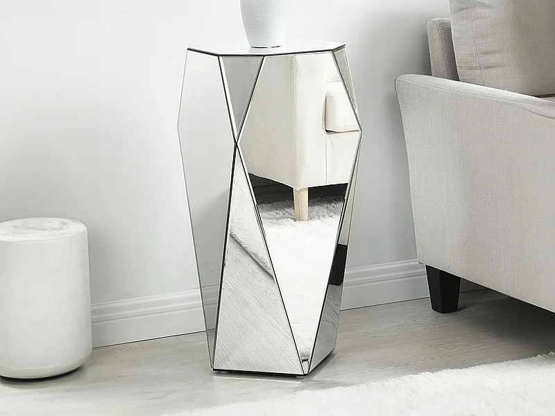 Table d'appoint en MDF et miroir - Coloris : Argent - SIGRID de Pascal MORABITO