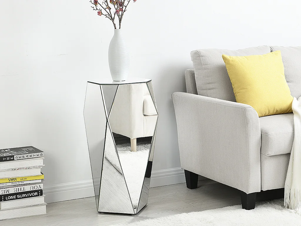 Table d'appoint en MDF et miroir - Coloris : Argent - SIGRID de Pascal MORABITO