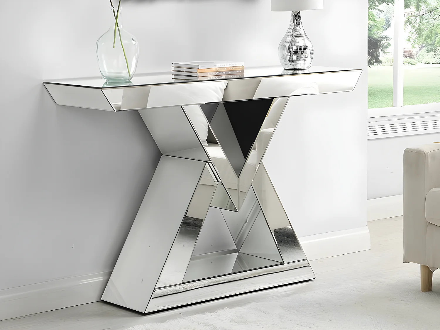 Console en MDF et miroir - Coloris : Argent - ISIDA de Pascal MORABITO