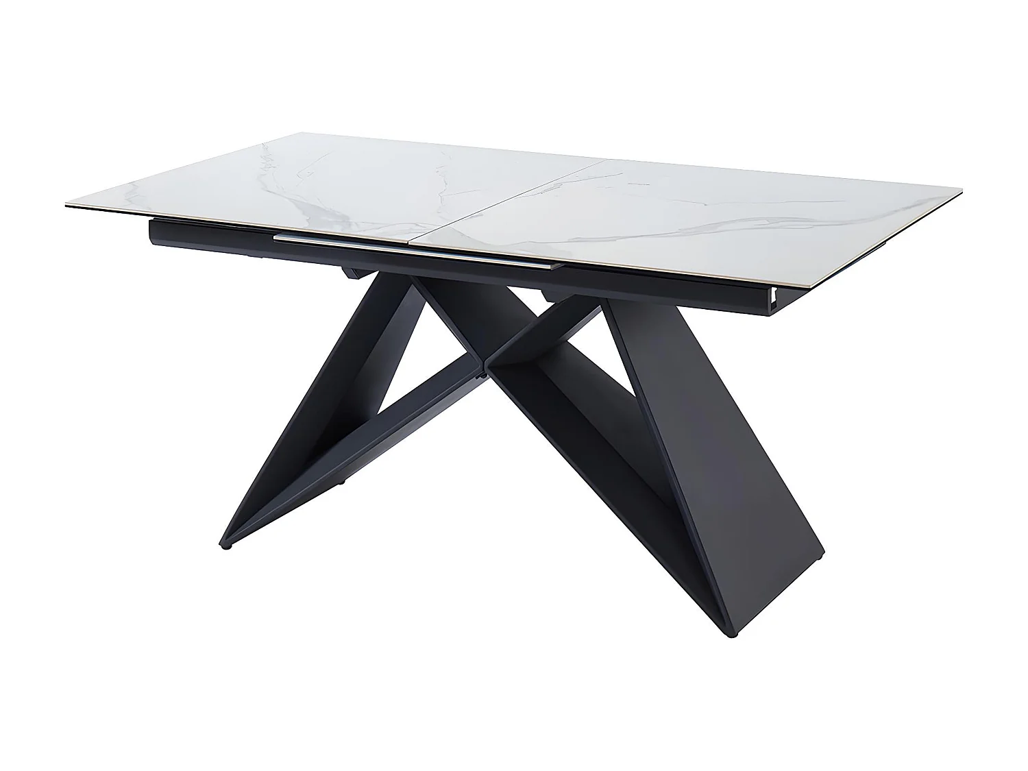 Table à manger extensible LIBSY - 6 à 8 personnes - Céramique et Métal - Blanc de Maison Céphy