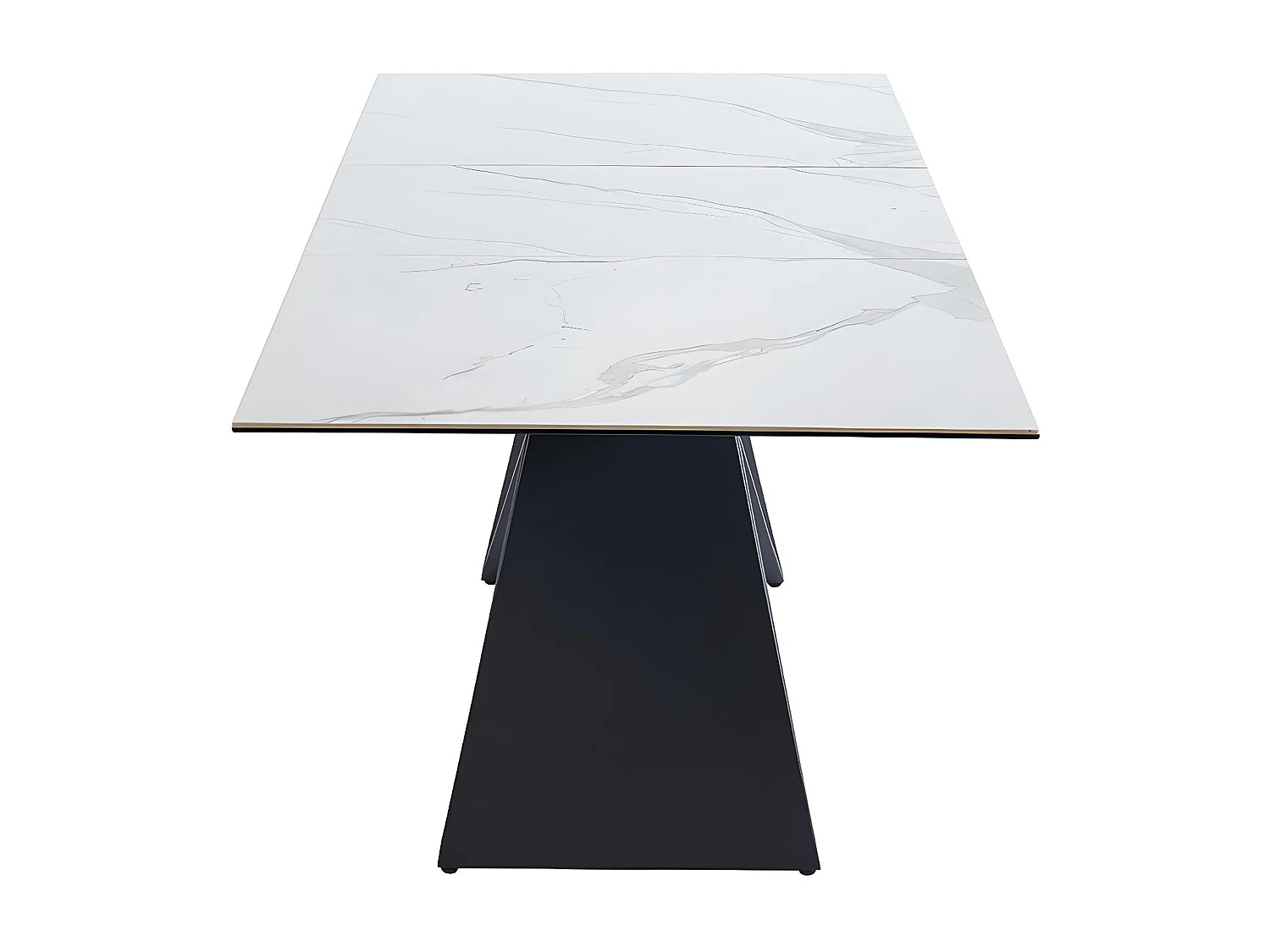 Table à manger extensible LIBSY - 6 à 8 personnes - Céramique et Métal - Blanc de Maison Céphy