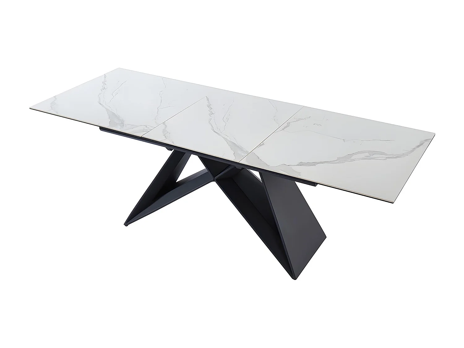 Table à manger extensible LIBSY - 6 à 8 personnes - Céramique et Métal - Blanc de Maison Céphy