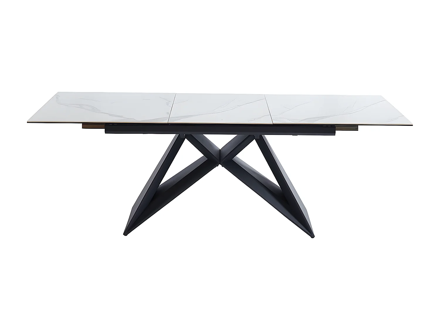Table à manger extensible LIBSY - 6 à 8 personnes - Céramique et Métal - Blanc de Maison Céphy