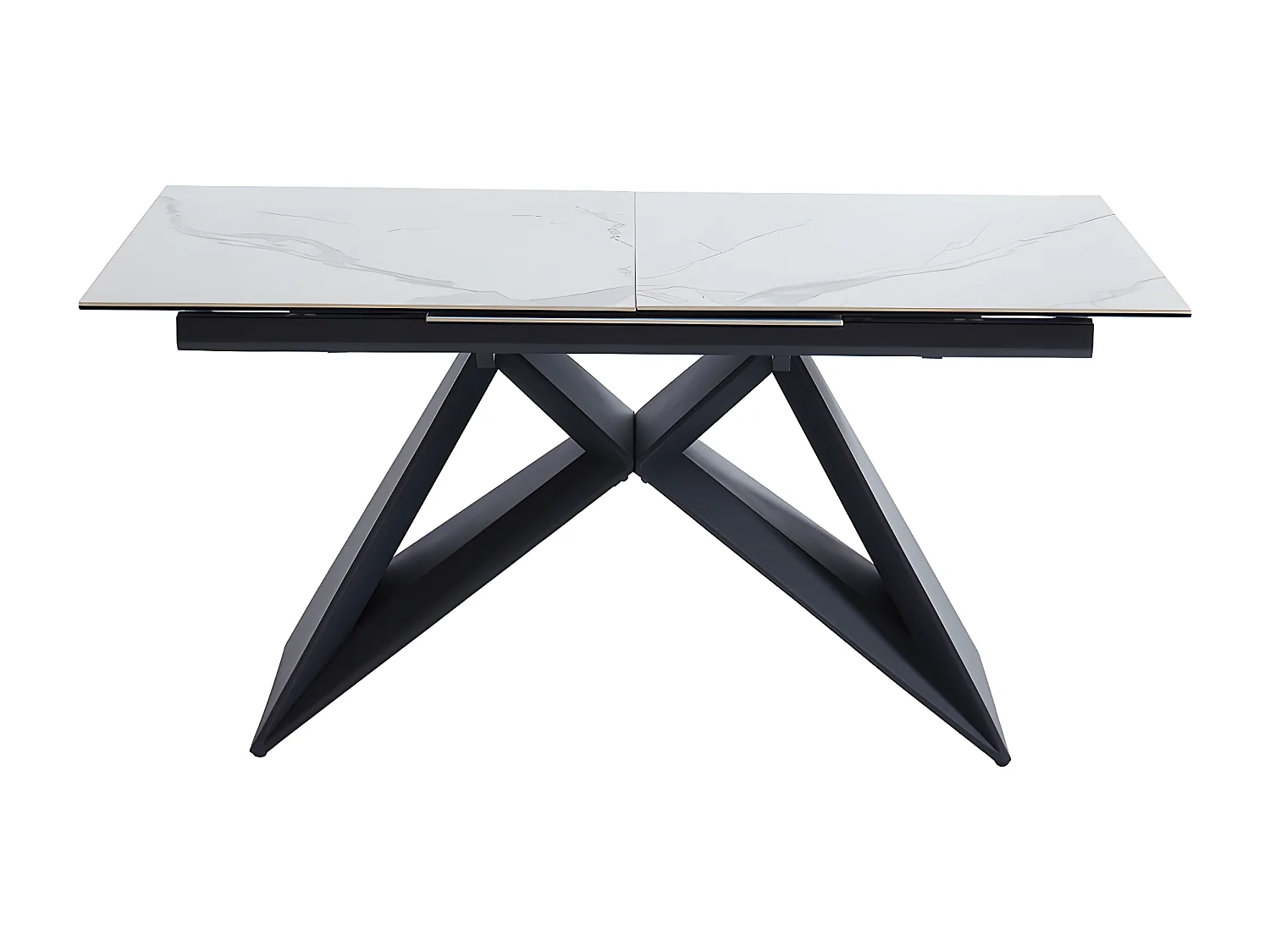 Table à manger extensible LIBSY - 6 à 8 personnes - Céramique et Métal - Blanc de Maison Céphy