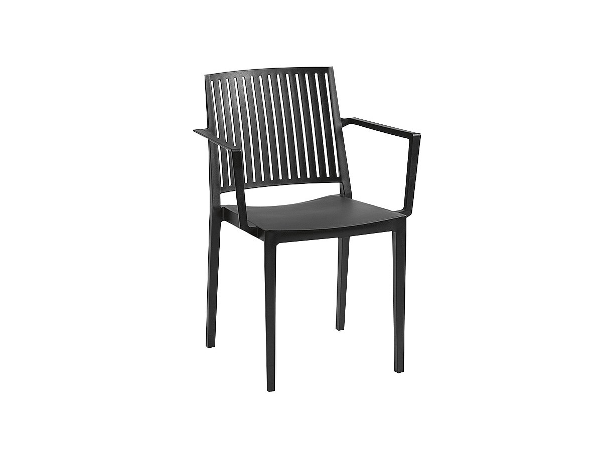 Juego de 2 sillas apilables con brazos polipropileno negro. BAIA