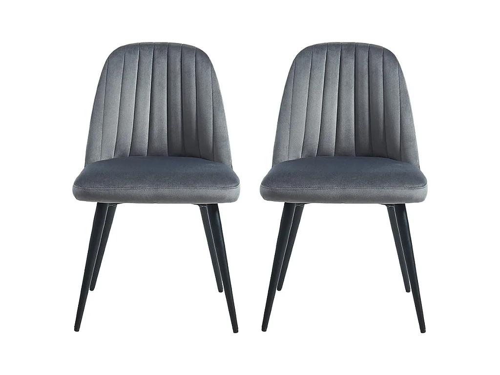 Lot de 6 chaises en velours et métal noir - Beige - ELEANA
